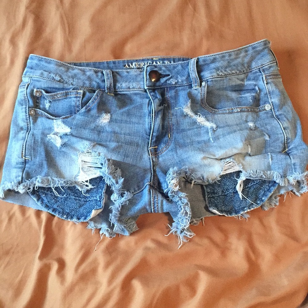 distressed jean shorts